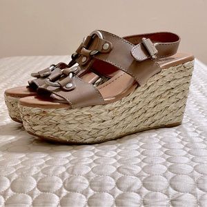 🌱 Lucky Brand Platform Leather Wedge Heels